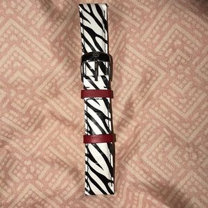 Michele 18mm leather zebra print watch strap